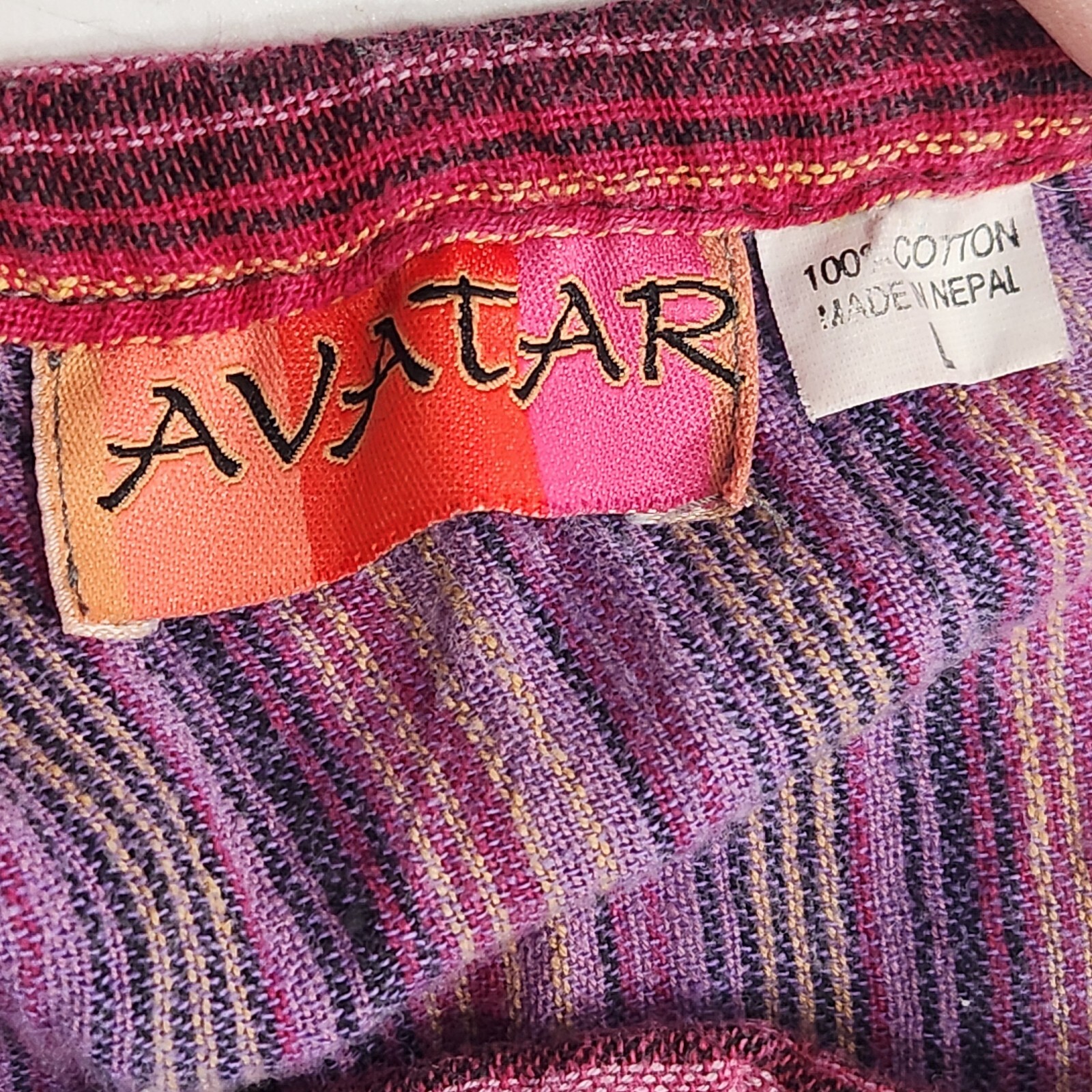 Avatar Womens Skirt L Multicolor Patchwork Cotton Side Zip Long Pleated Stretch