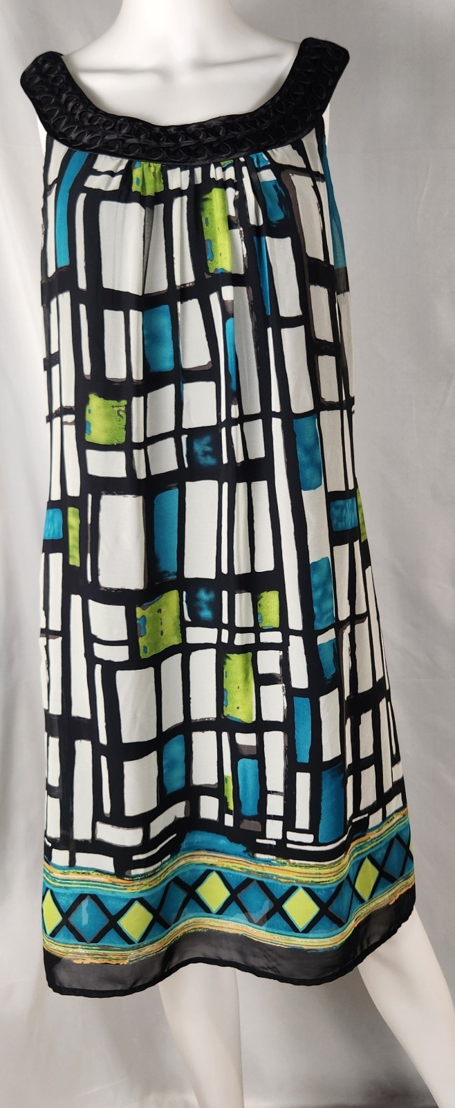 Fashion Bug Geometric Chiffon Indie/Y2K/2000s Scoop Neck Shift Dress 16