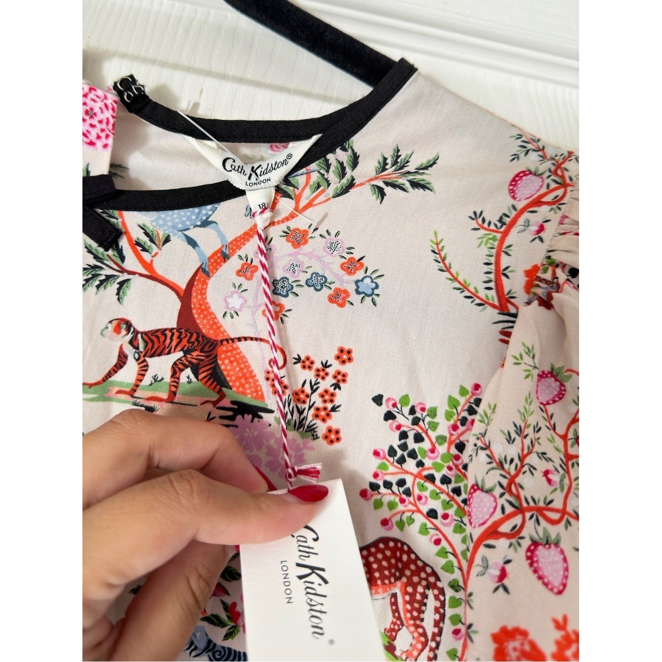 Beautiful Cath Kidston Cream Dress with Pink, Blue & Orange Animal Print