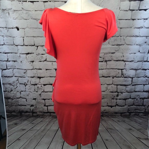 Ella Moss Monaco Ruffle Hook and Eye Mini Dress Orange Red