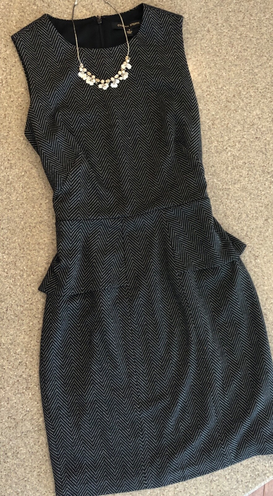 CYNTHIA STEFFE ~ New! Black Sleeveless Peplum Shift Lined Dress NWT Sz 4