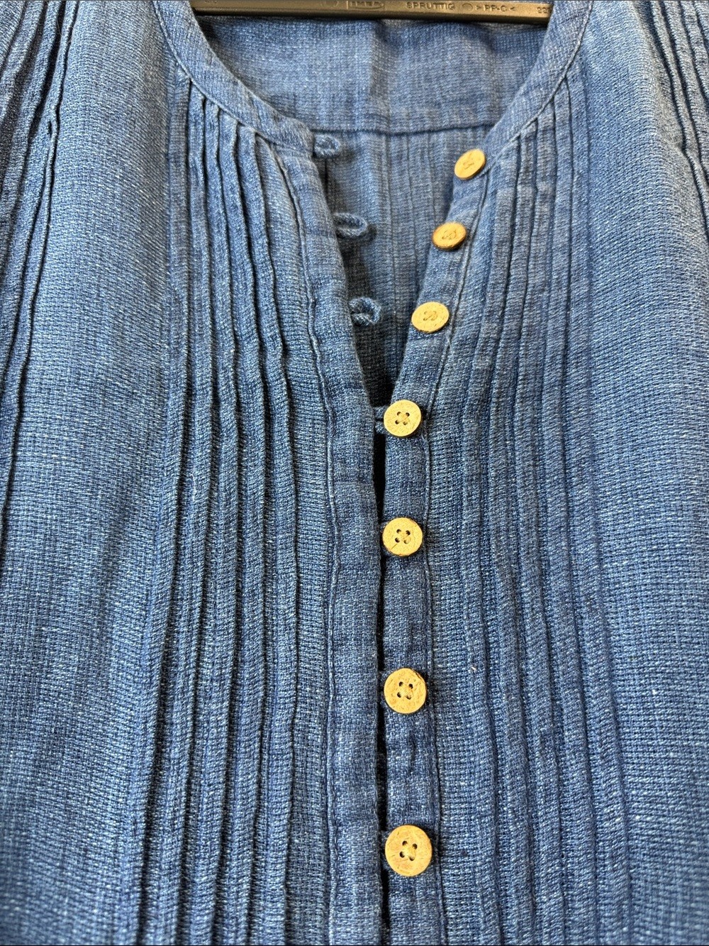 Faherty Isha Basketweave Dress XL Sleeveless Linen Indigo $168