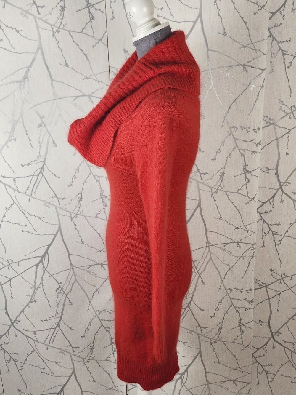 Moda International Angora Wool Blend Knit Cowl Neck Sweater Dress | Women’s S