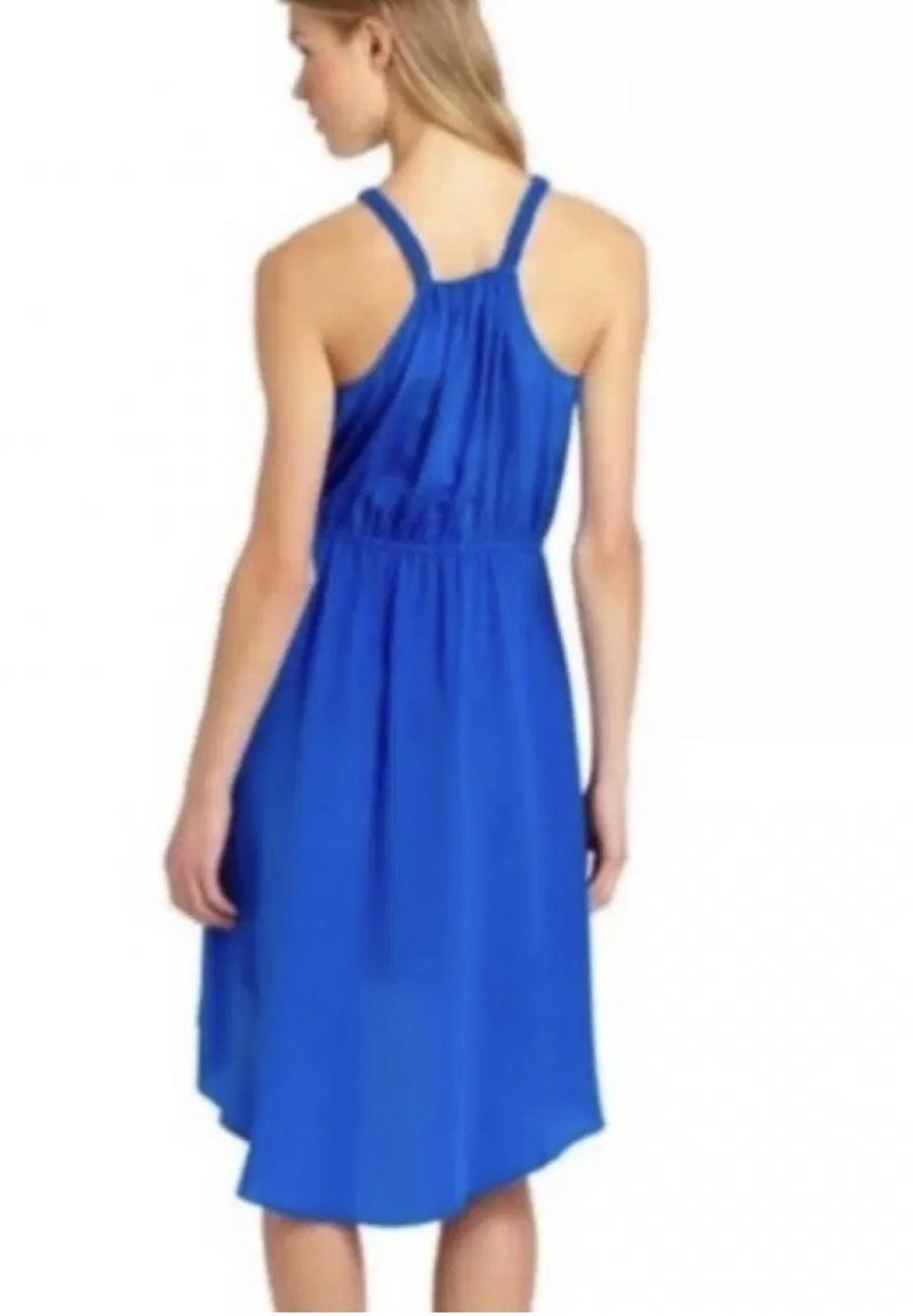 NWT Rebecca Taylor Silk Cobalt Halter Neck Midi Dress w/ Elastic Waist Dress 10