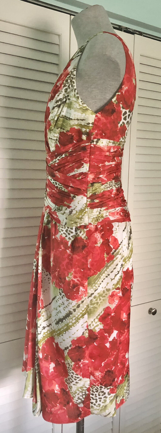 LIANCARLO Couture Bougainvillea Print Berry Color Silk Dress Size 6
