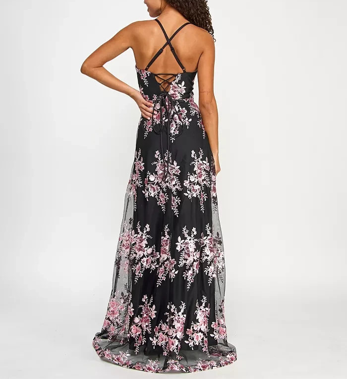 Violet Weekend Juniors’ Sequin-Embroidered Corset Gown $179 Size 9/10 # 14B 2514