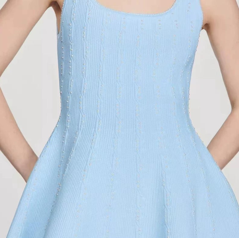 Sandro U-neck collar Beading beads Knitted bandeau Dresses slip dress white SML