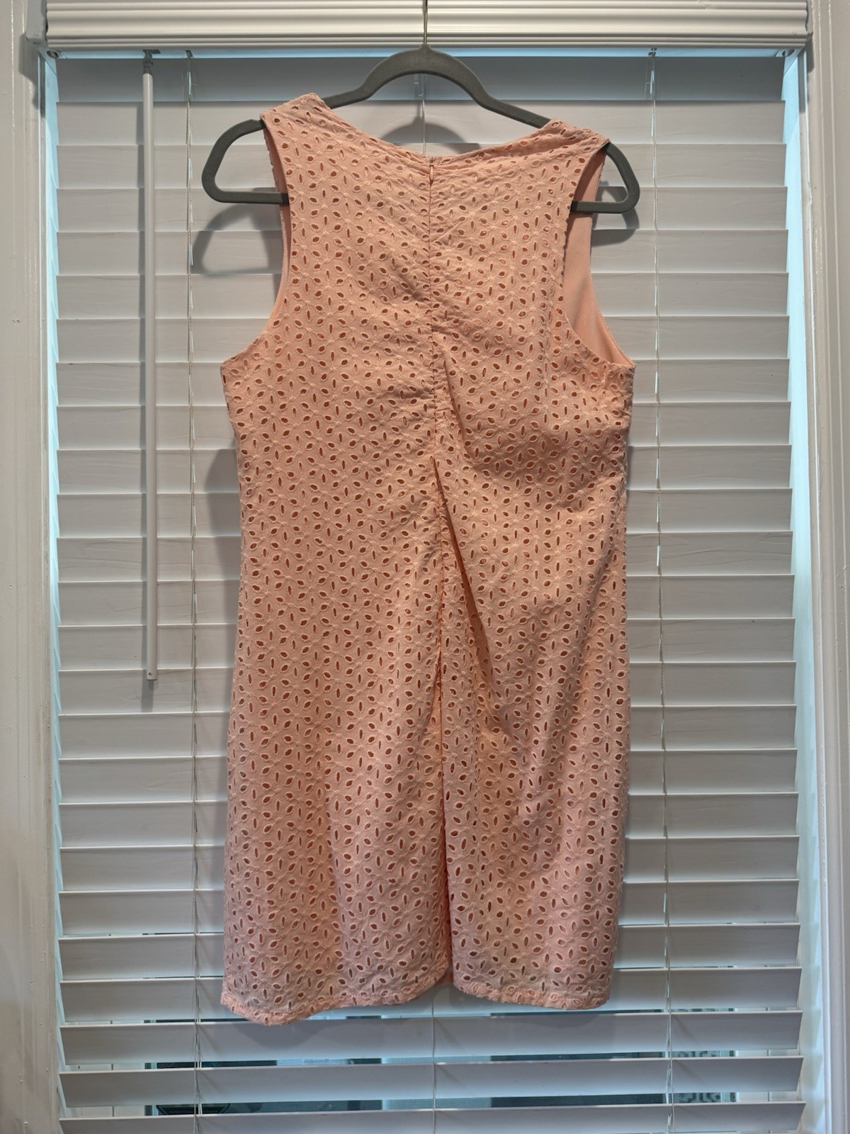 Everly Feminine Floral Eyelet Detail Coral Light Pink Spring Sun Dress Size M
