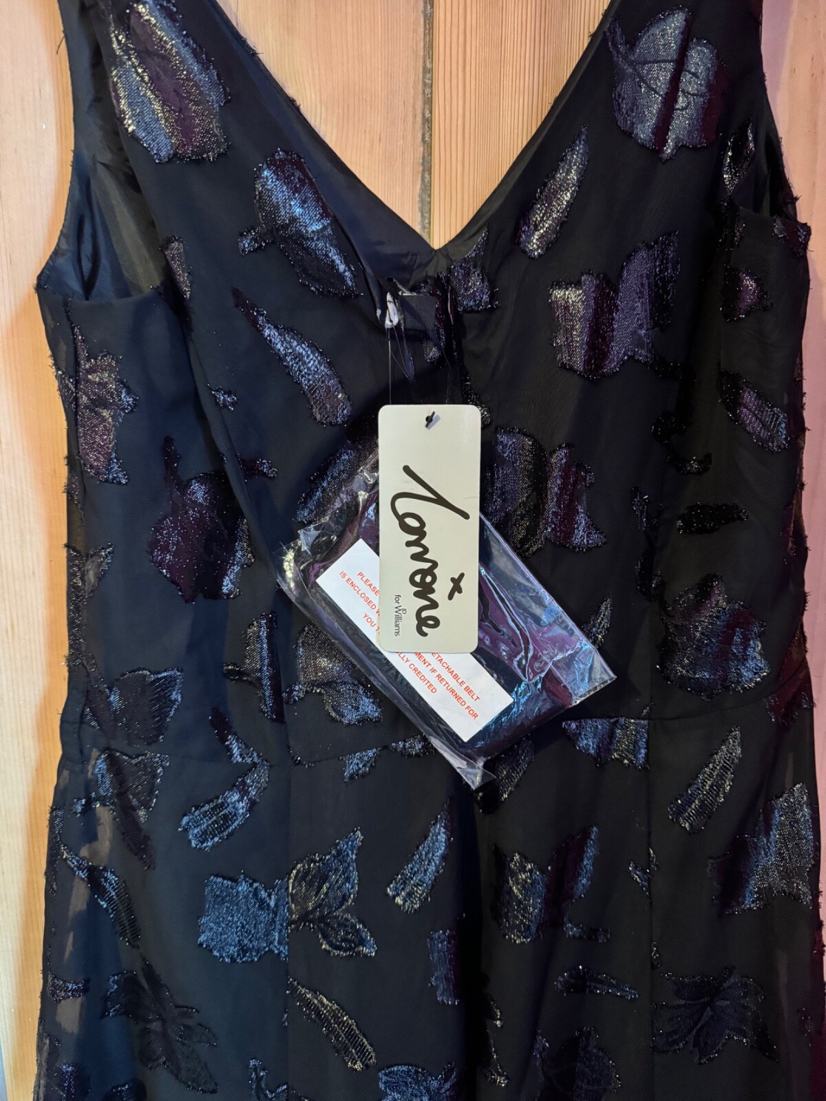 JD Williams black embellished leaf print fit n flare dress size 10 NWT prom glam