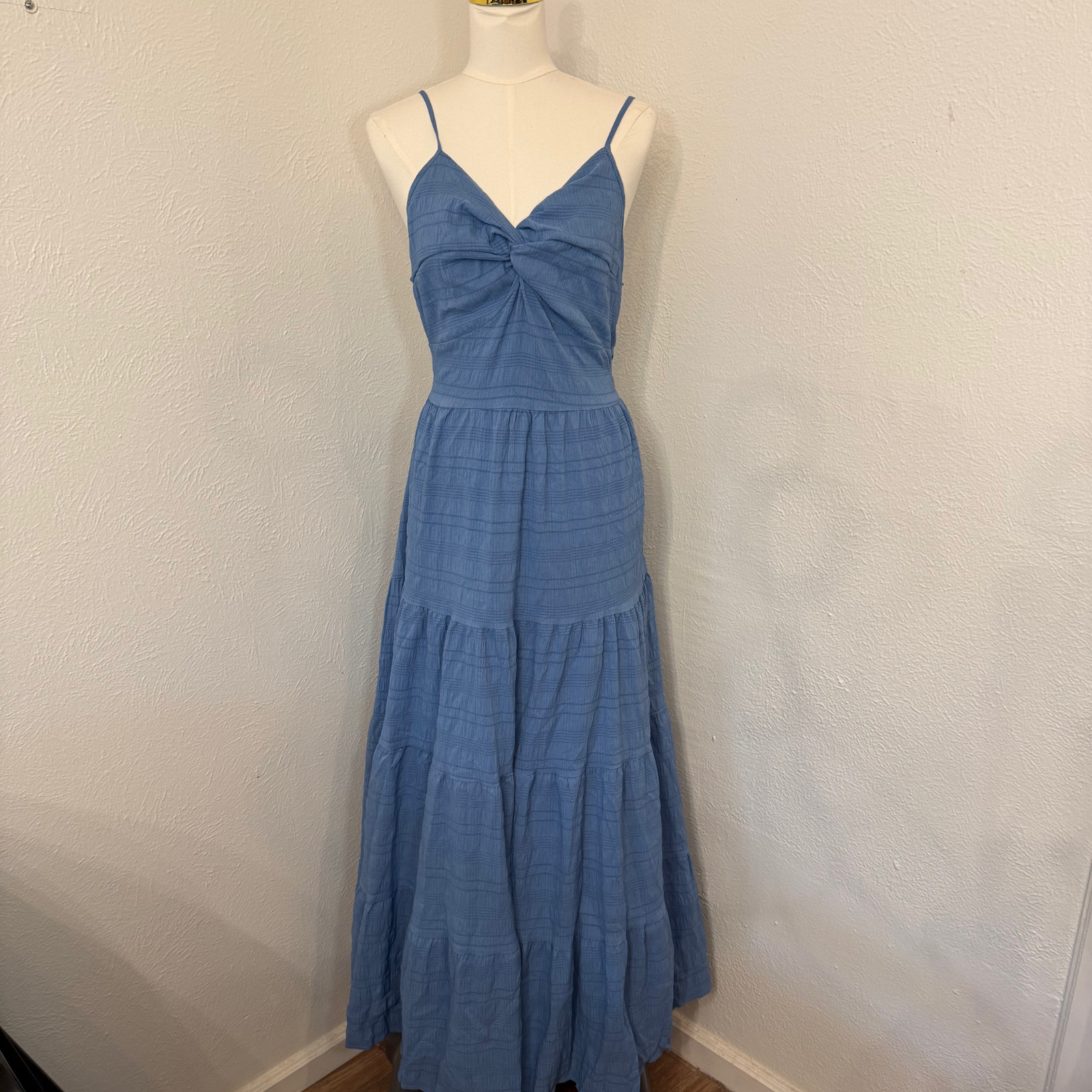 Cupshe Maxi Dress Blue Tiered Lightweight Tie Back Women’s Size Extra Large