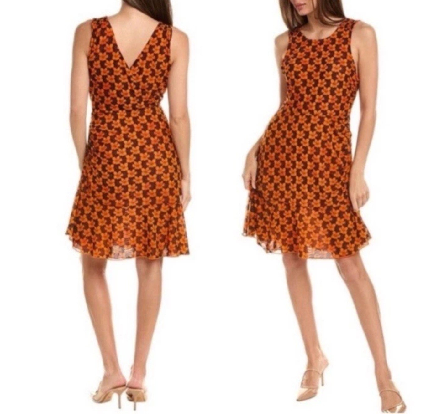 CAbi Reversible Midi Flip Dress Floral & Dots Wide Strap Cinched Accents👗#6370