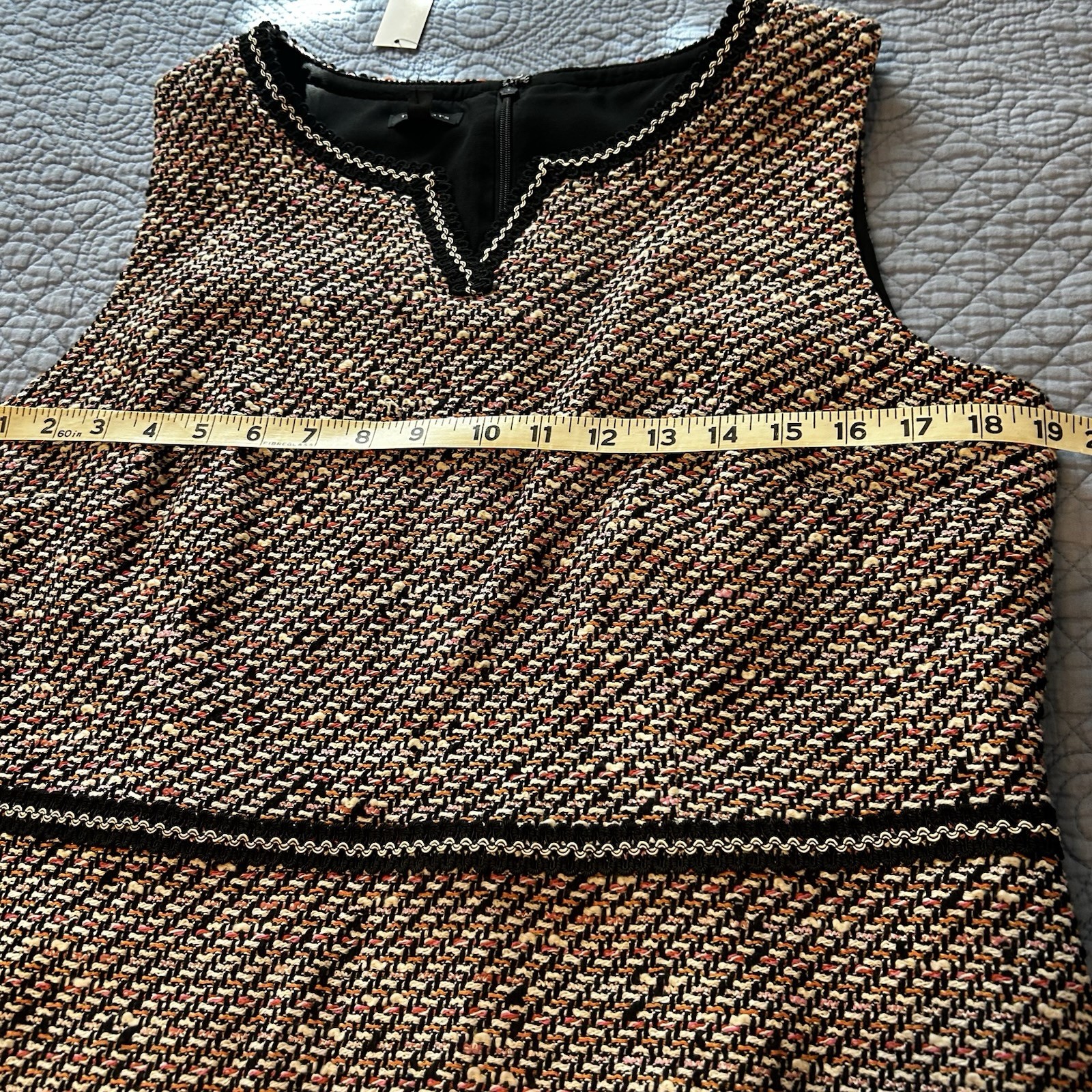 Talbots Sleeveless Tweed Split Neck Sheath Size 14 Fully Lined NWT Zip Hook Eye