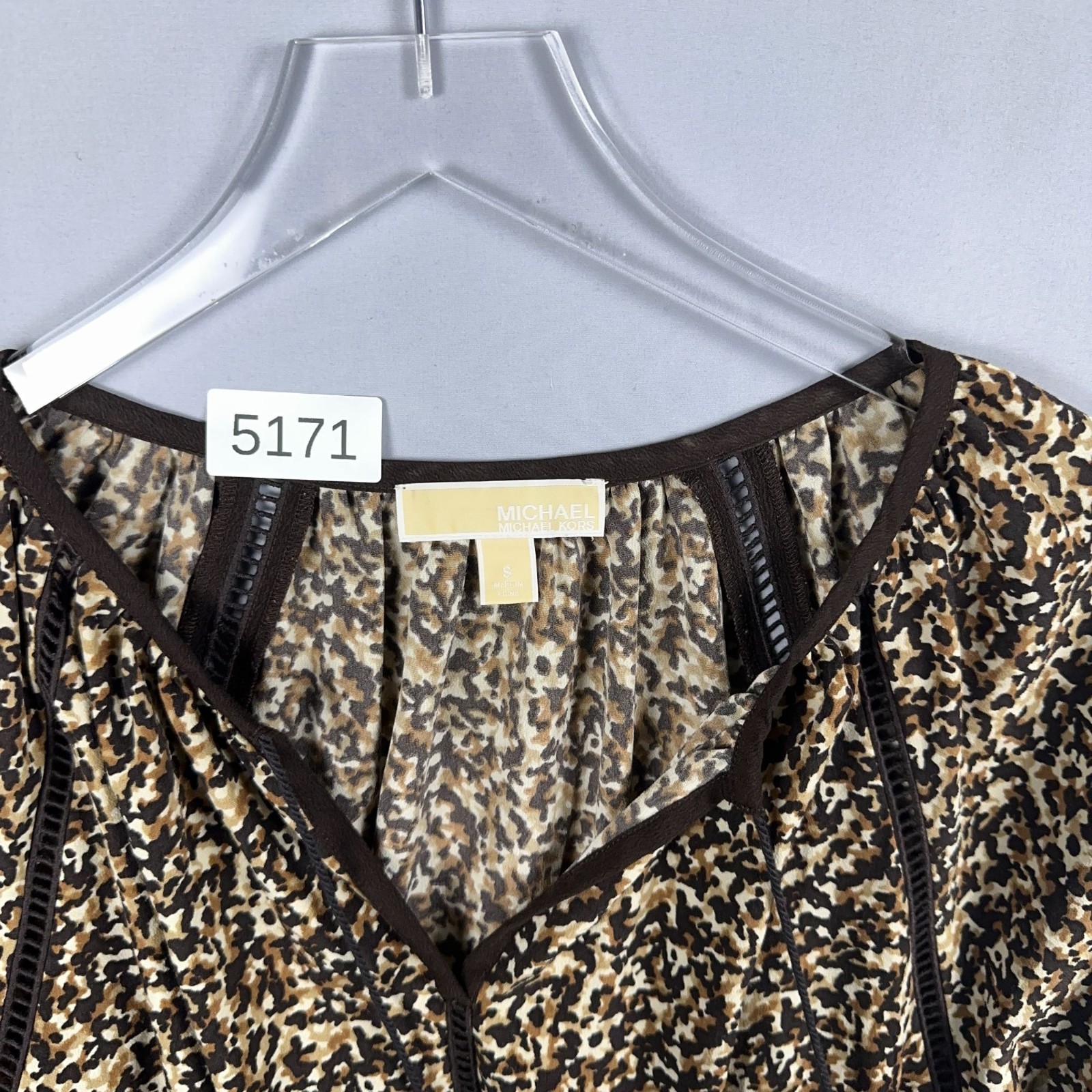 Michael Michael Kors Tunic Dress Size Small Leopard Print Tassel Tie V Neck