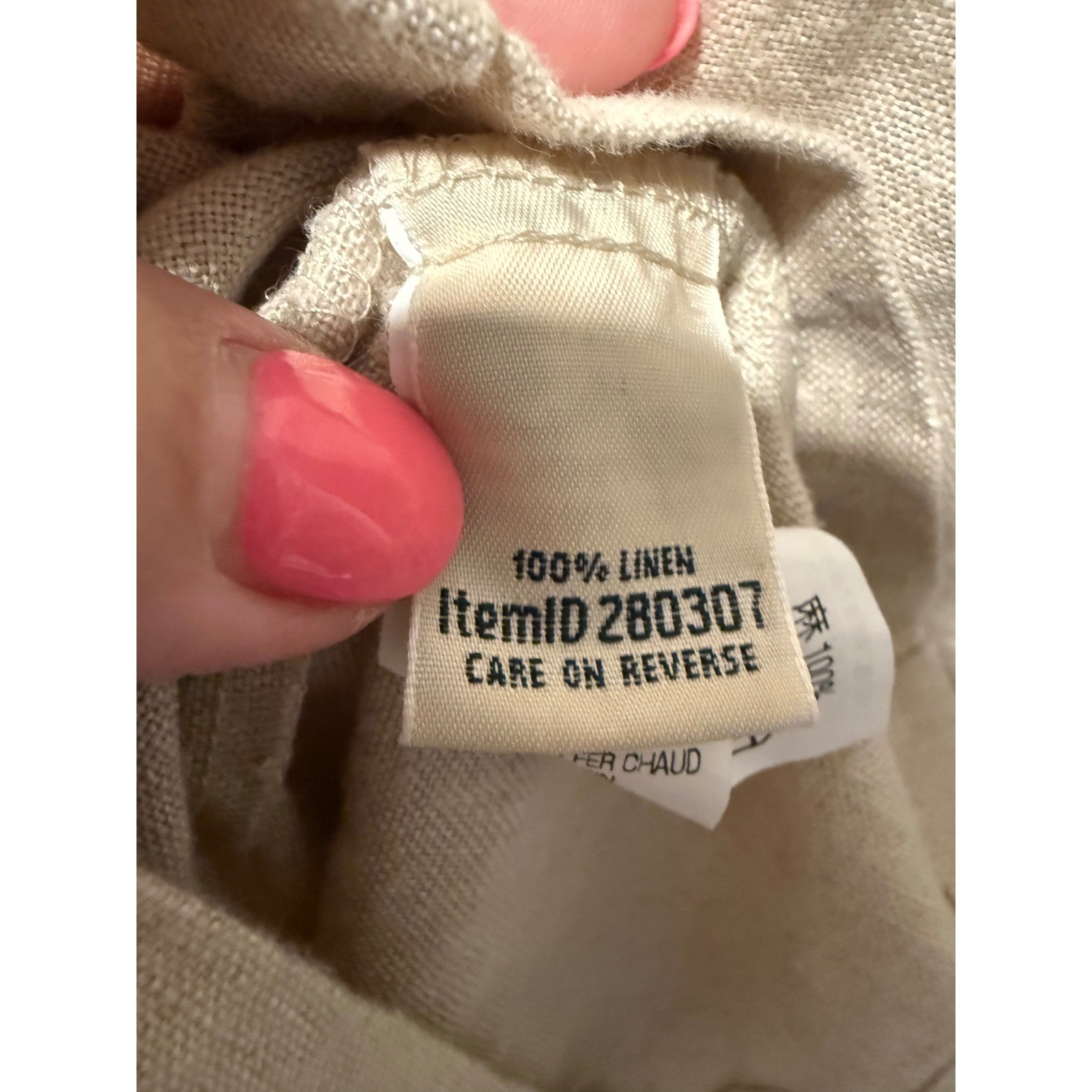 LL Bean 100% Linen Sleeveless Button Front Pintuck Shift Dress Beige Tan 12 REG