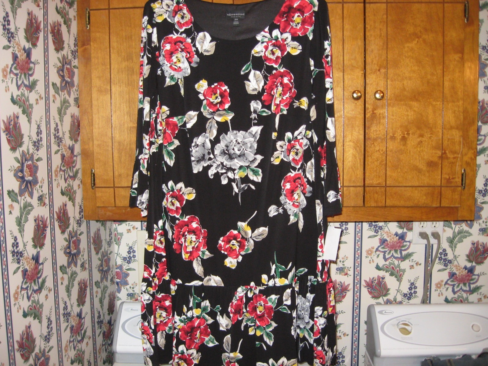 WOMENS DRESS SIZE 20W 1X XLARGE BLACK FLORAL RUFFLE DRESS RET. $78.00 NEW