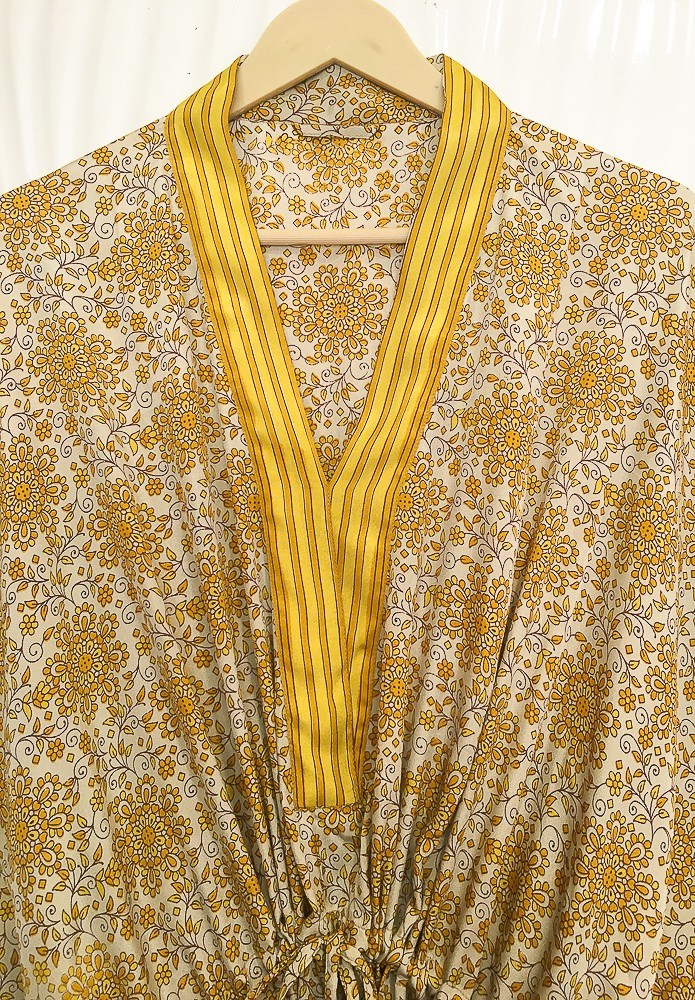 Silk White Kaftan / Handmade Flowy Maxi Dress / Resort Wear Outfit MFN1089
