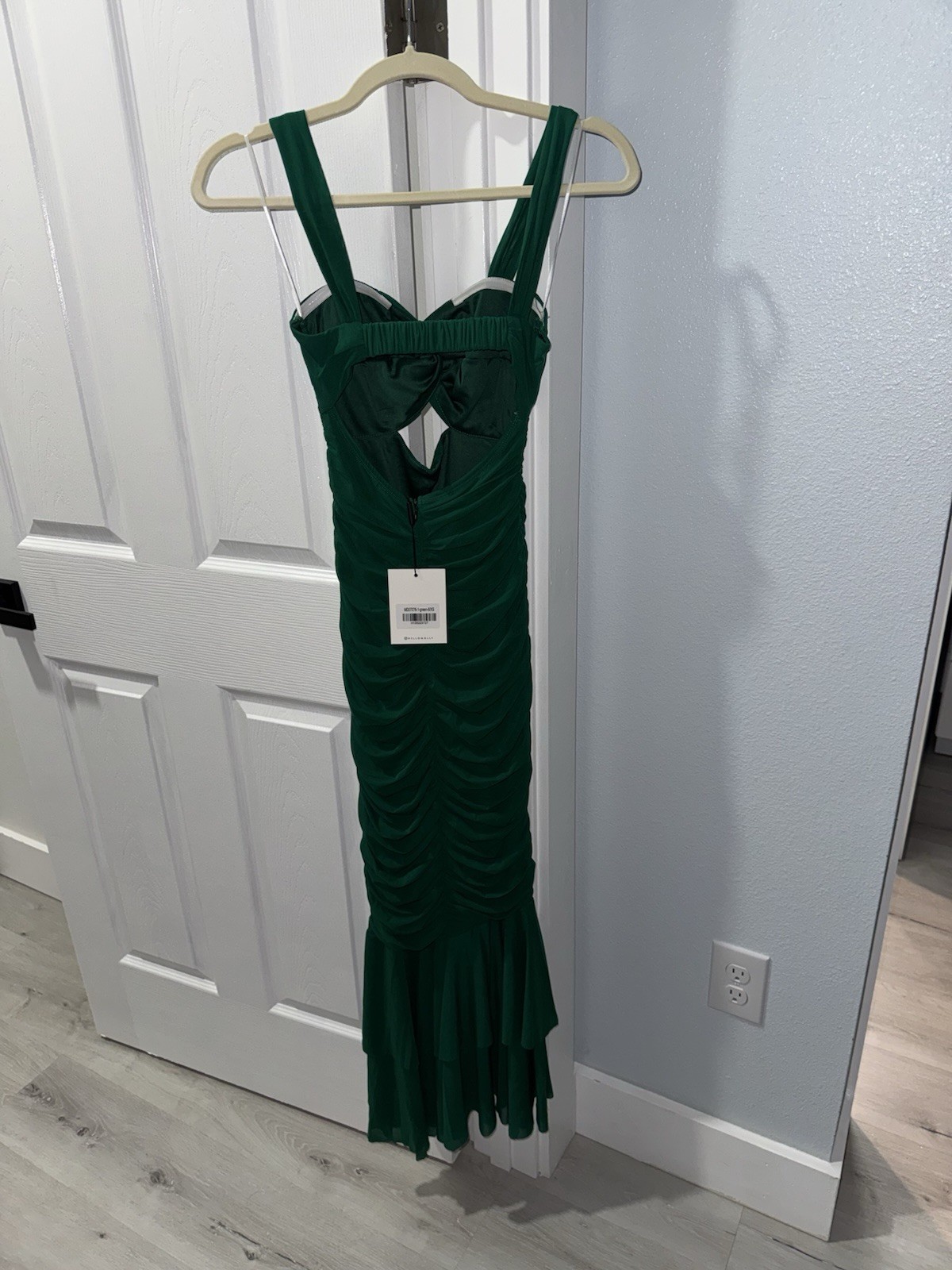 Lavish Alice Green Mesh Ruched Maxi Dress Sweetheart Strappy Stretch XS