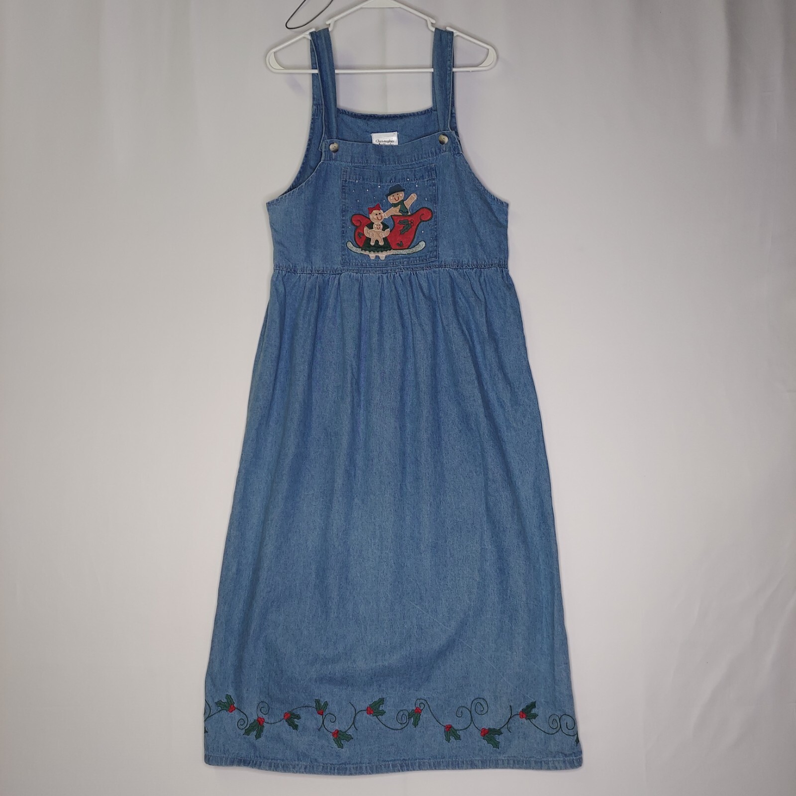 Christopher Banks Denim Overall Dress 8 Gingerbread Grunge Modest 90s Holiday