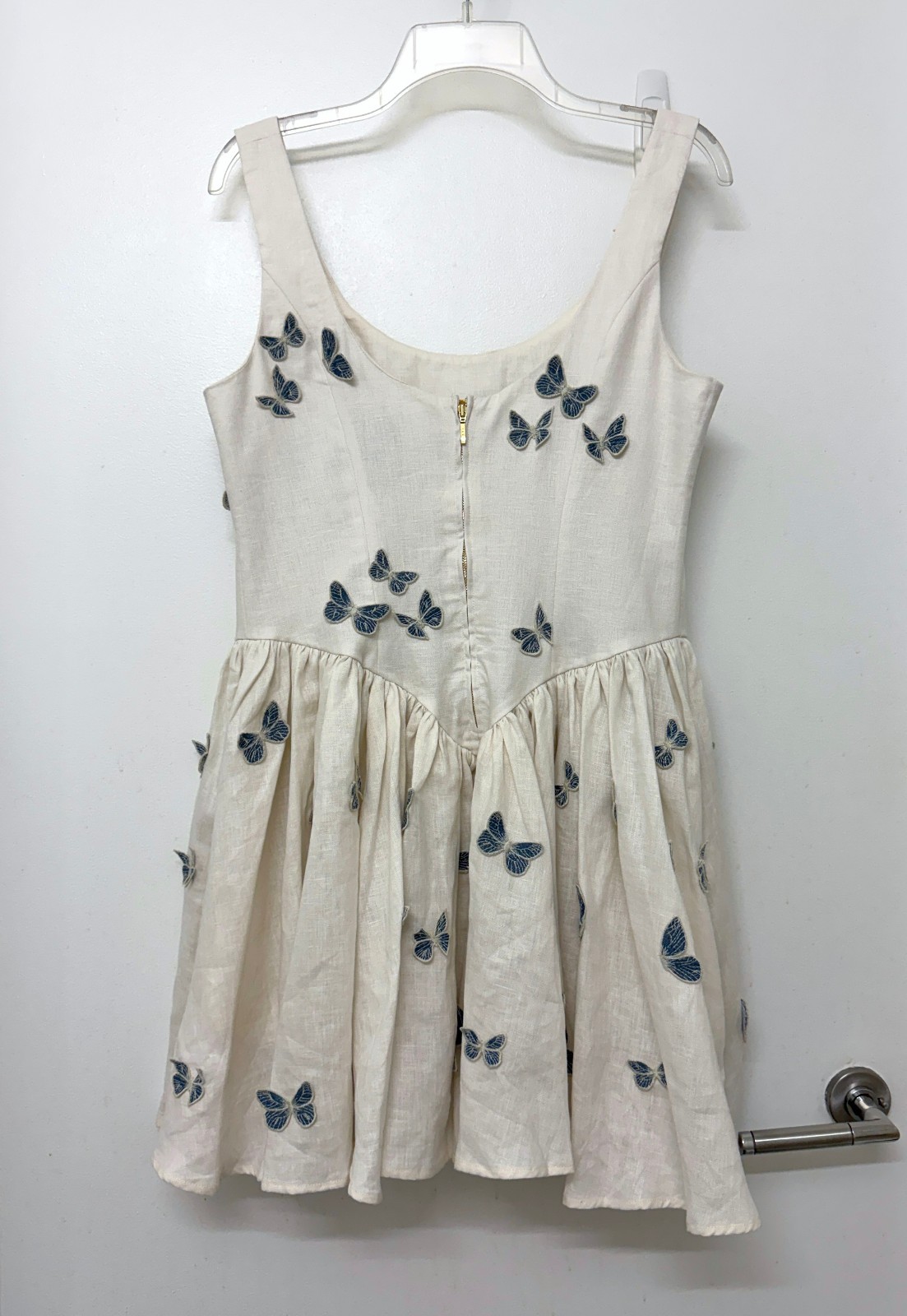 Agua Bendita Pluma Lymanopoda Butterfly Embroidered Mini Dress White Moth L