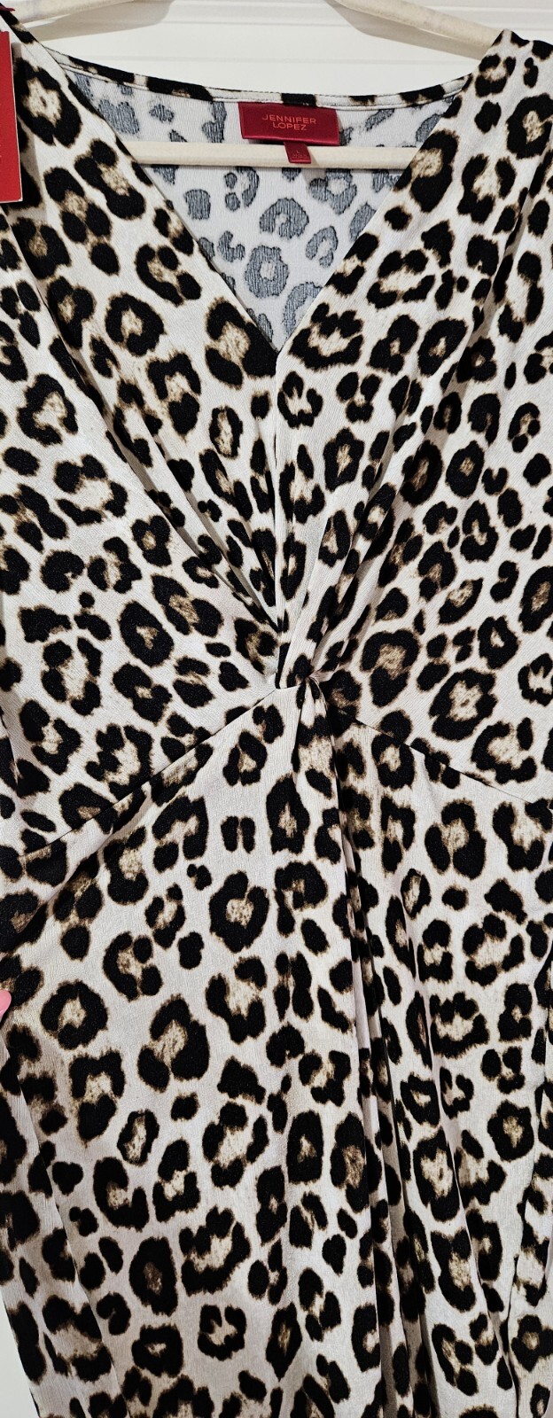 Jennifer Lopez Leopard Ruched Knotted Dress Beige Brown Black Animal Print L
