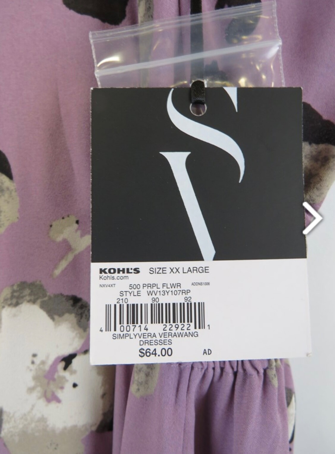 Brand: Simply Vera By Vera Wang Model: Dress See pictures Colorway: Purple Flowe