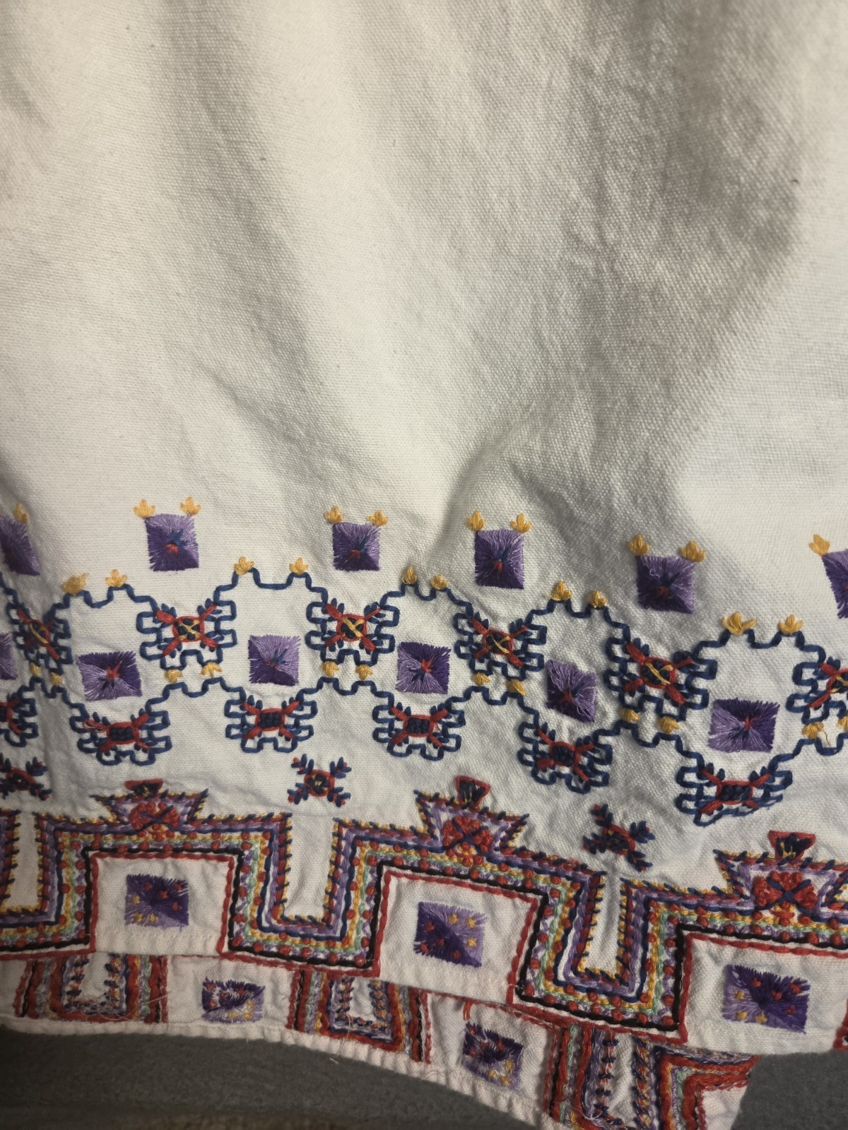 Suno NY White Cotton Geometric Embroidered Boho Sleeveless Midi Dress Size 2