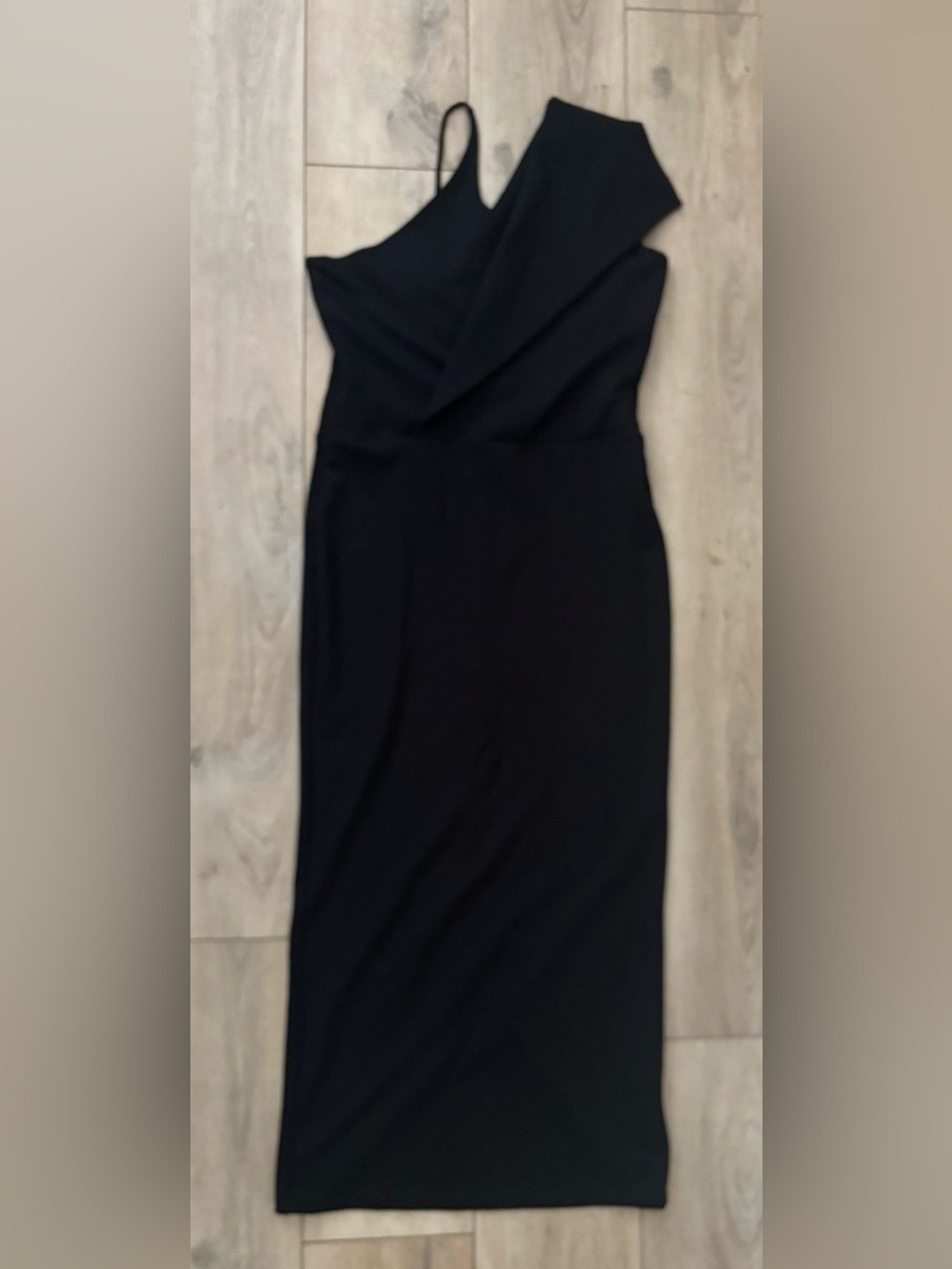 Marcella NYC One Shoulder Midi Cocktail Dress Black Size S