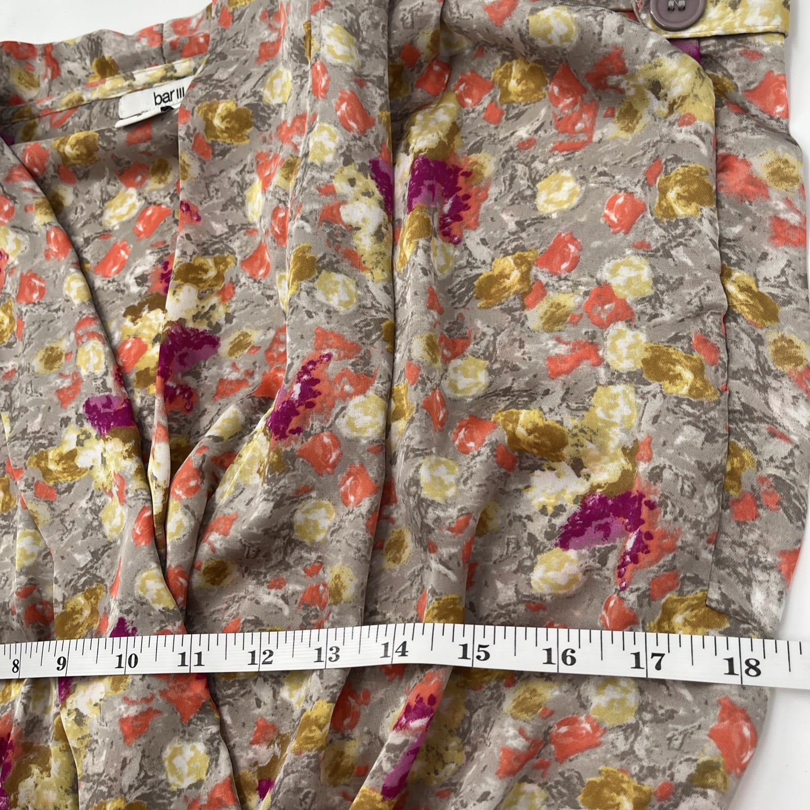 Gold & Orange Floral Mini Faux Wrap Dress Kimono Style Wedding Guest Garden Sz S