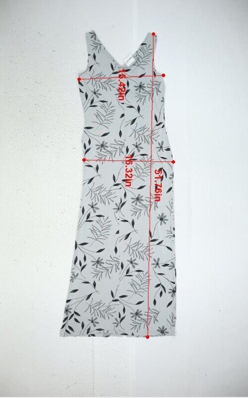 Fashion Bug Womens Gray Leaf Print Sleeveless V Neck Long Maxi Dress M