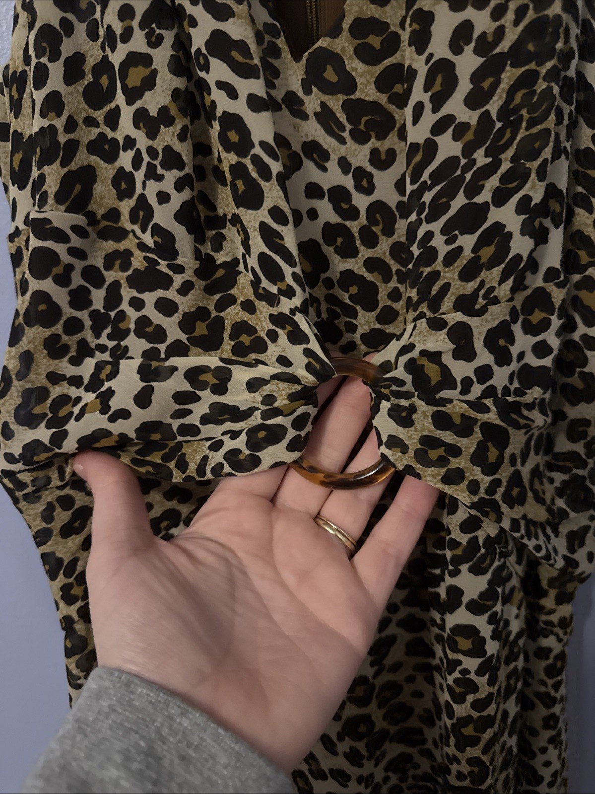 VTG Donna Morgan Cheetah Halter Dress – 100% Silk – Sz 8