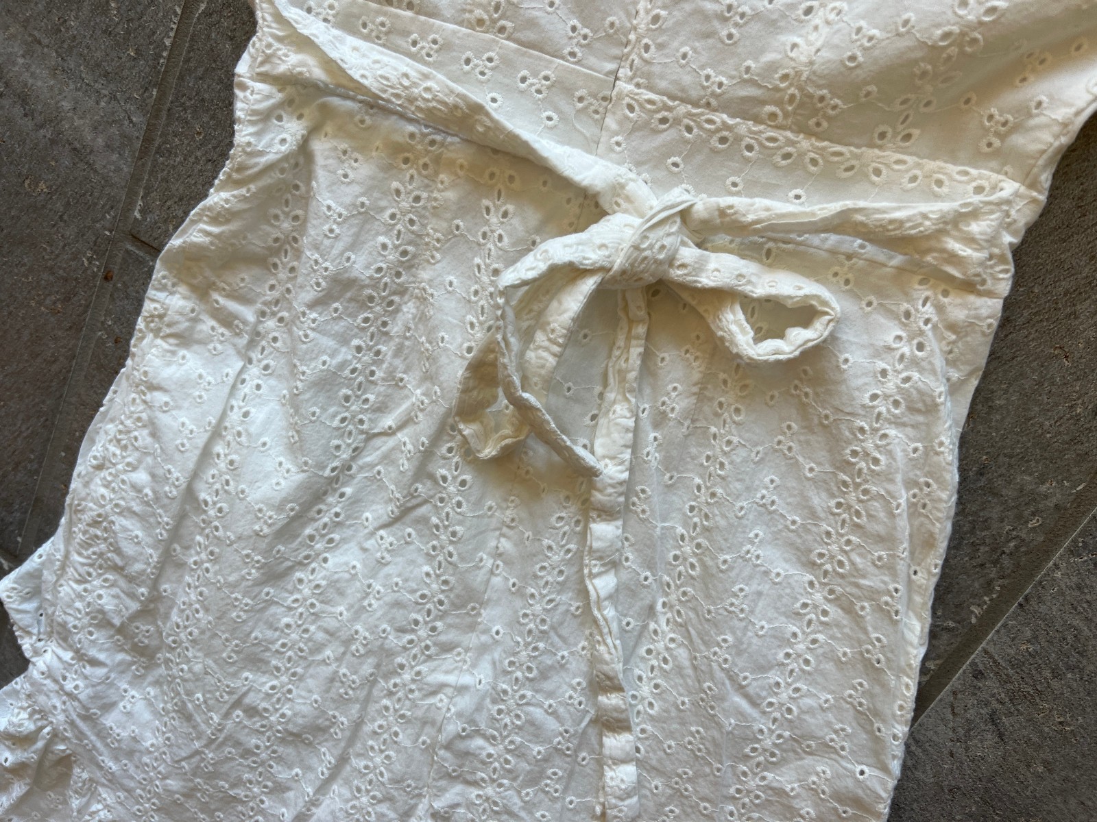 Rachel Parcell White Cotton Eyelet Midi Dress Ruffle Garden Wedding Cottage Smal