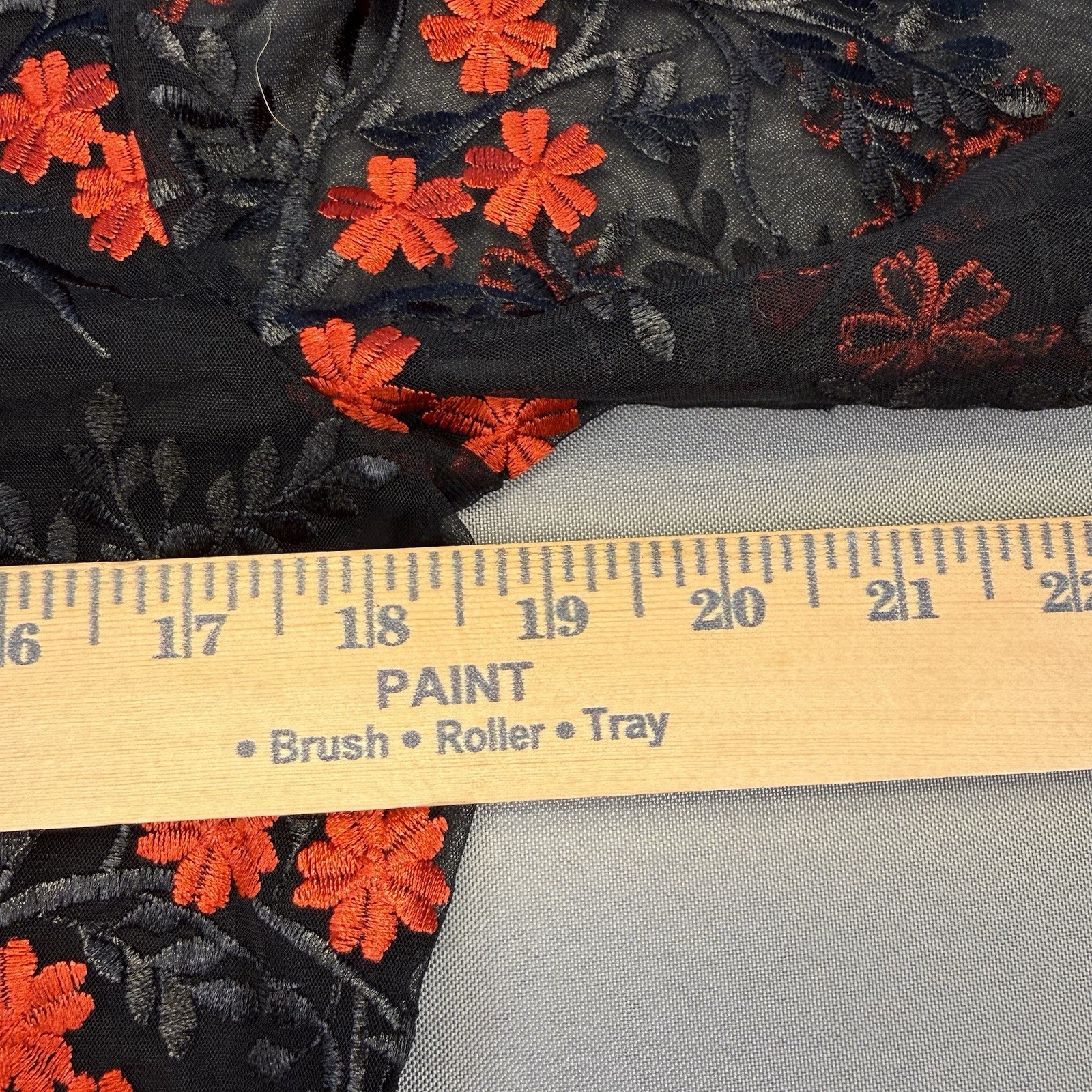 Lace Embroidered Black Red Floral Long Sleeve Sheer Top Blouse Size M Metrostyle
