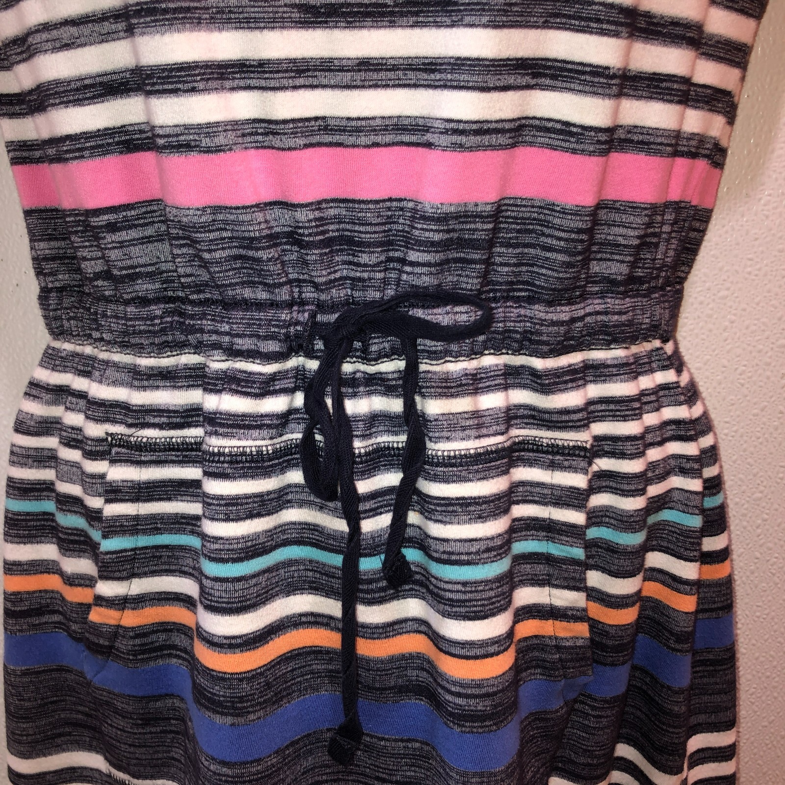 T by TALBOTS Small Multicolor Stripe Shift Dress Sleeveless Cotton Blend Pockets