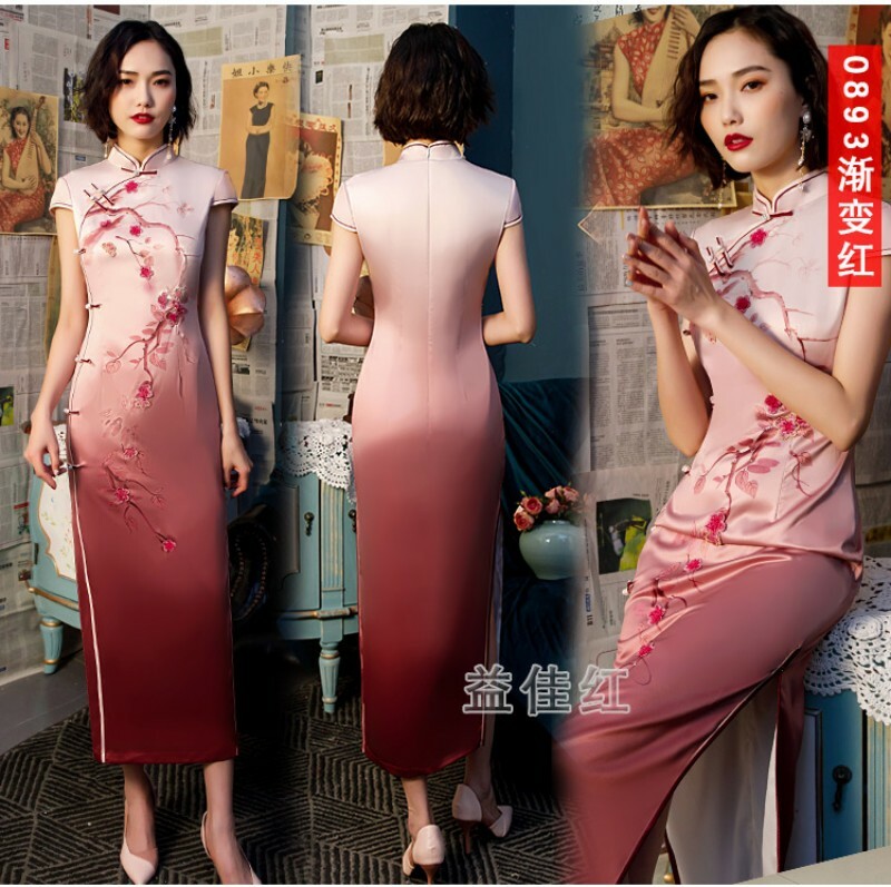 19 Colors Chinese Traditional Qipao Women’s Party Evening Dress Cheongsam S-4XL