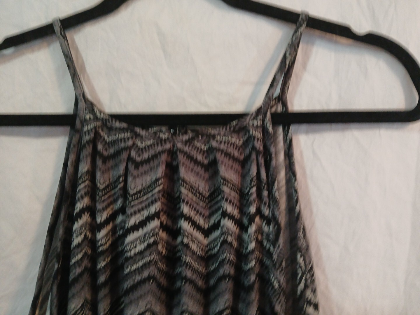 Sheila Rose Chevron Sun Dress Black-Grays Zig-Zag Womens Xlg Elastic Waist