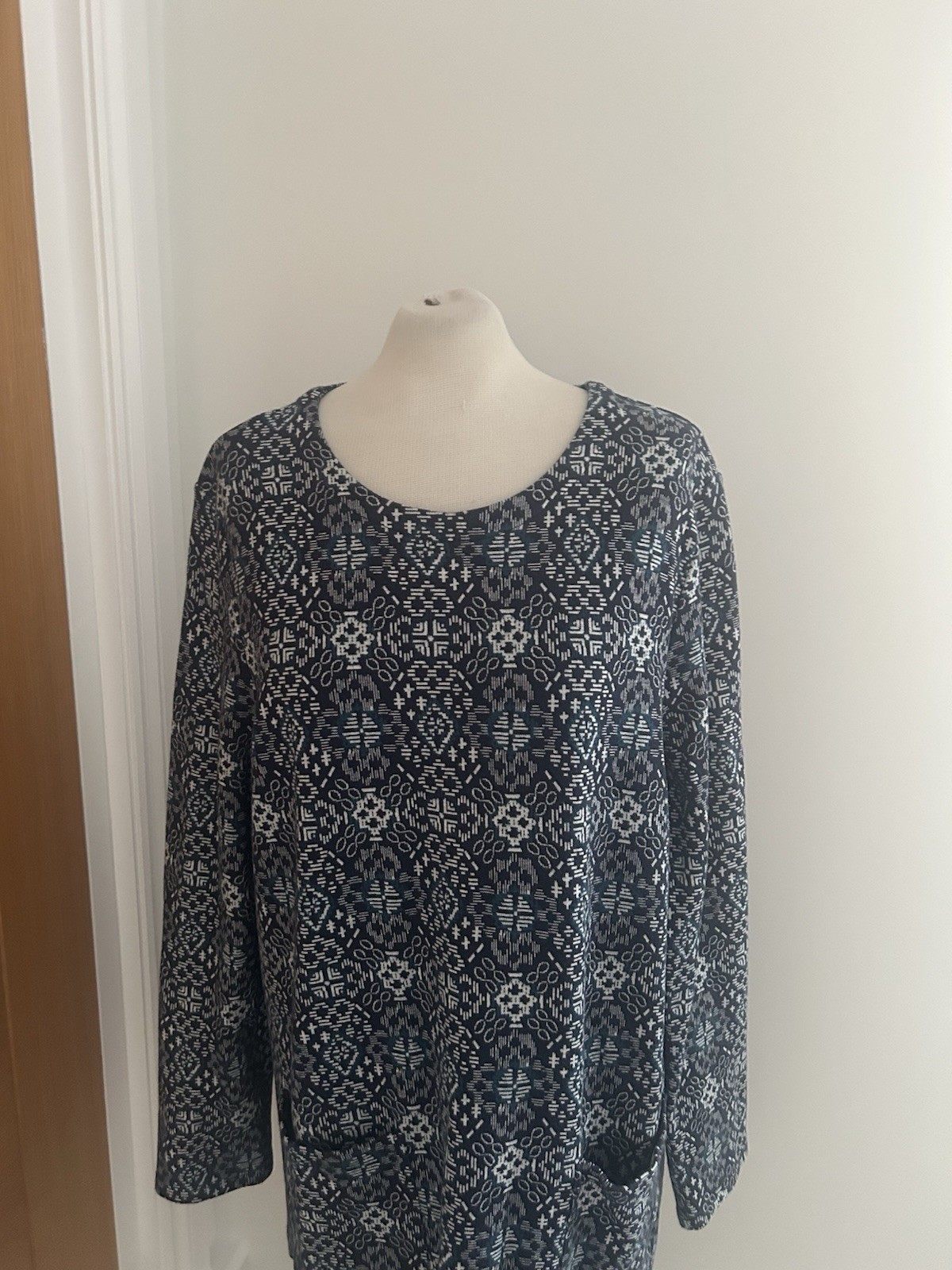 Seasalt Caspian Navy Geometric Patterned Tunic Size Uk 16