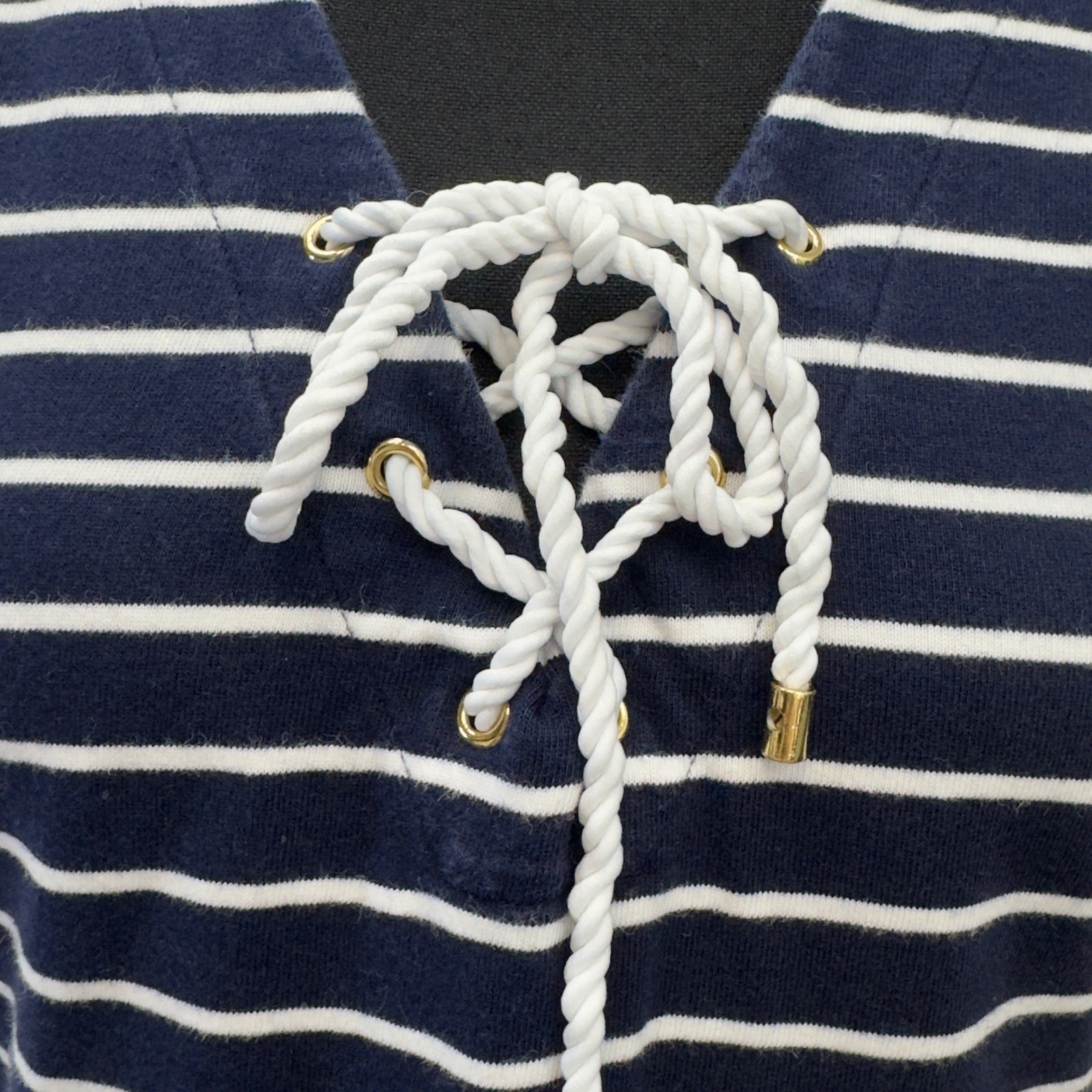 Lauren Ralph Lauren Striped Sleeveless Knit Dress Rope Tie Detail Size Medium