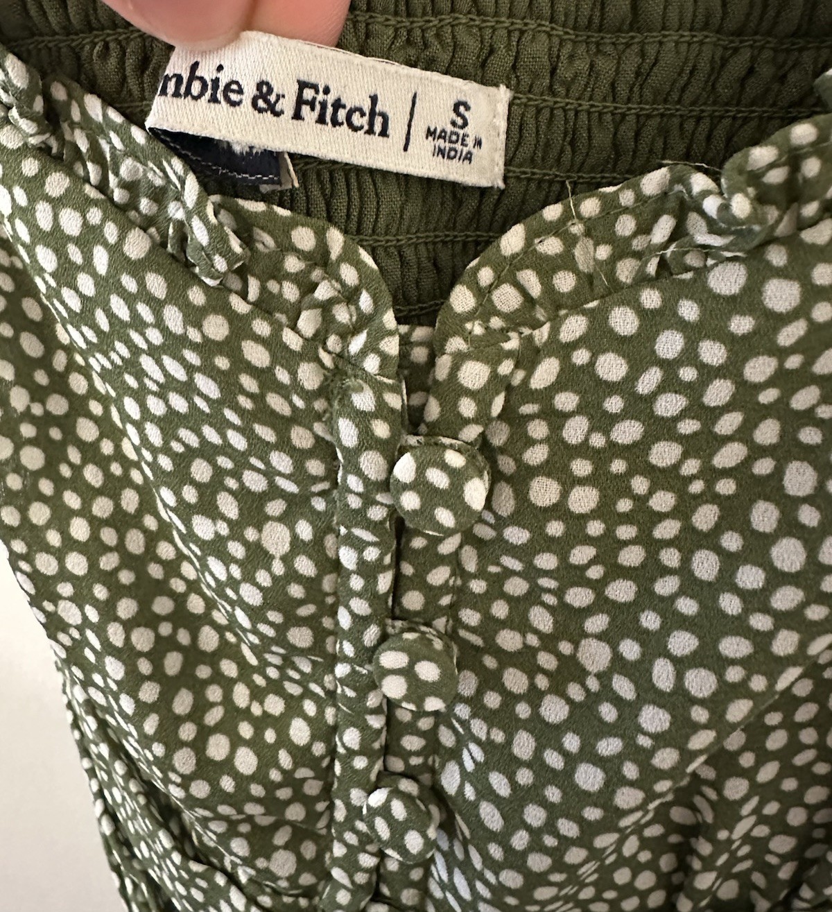 Abercrombie & Fitch Green/White Polka Dot Sleeveless Button Dress Size S