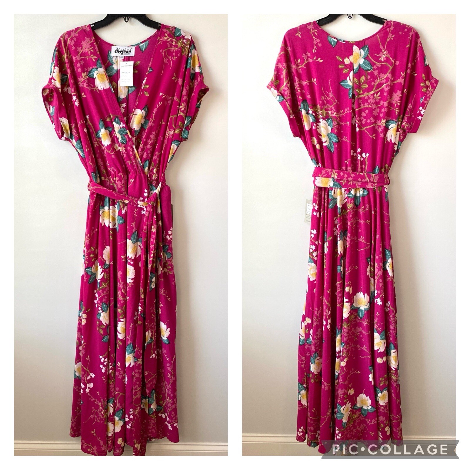 Meghan LA Jasmine Dress Lotus Cranberry Fuchsia Pink XXL