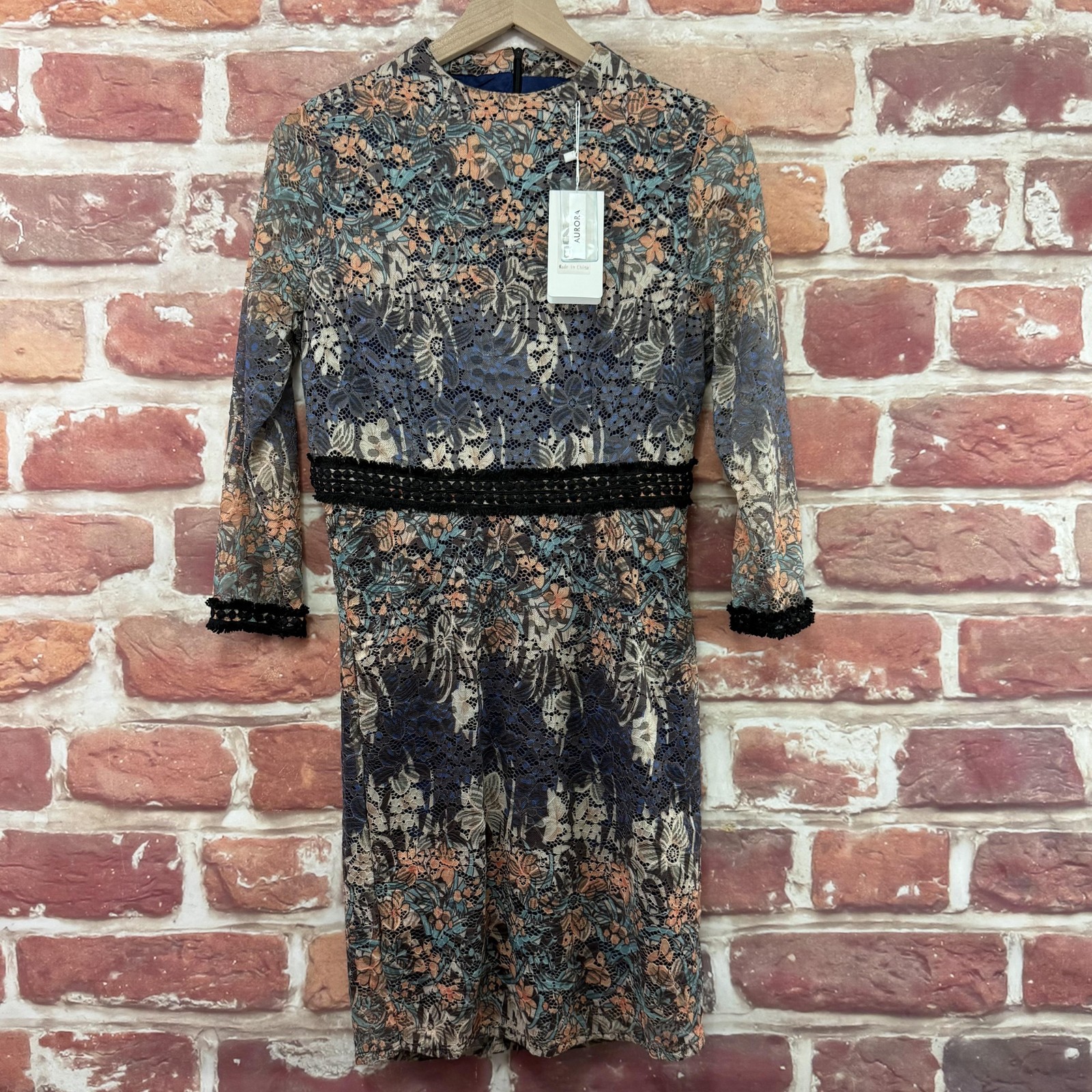 Boutique Dress Womens Small Multicolor Floral Lace Embroidered Casual Career