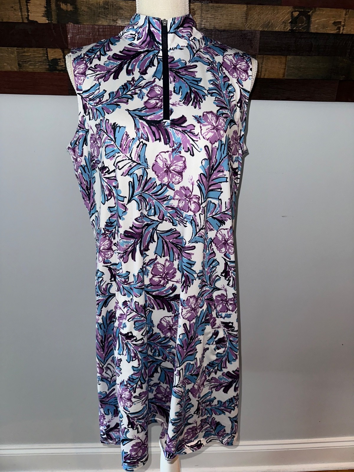 NWOT Jofit Golf Dress Floral 1/4 Zip UPF50 Resort Activewear sz L
