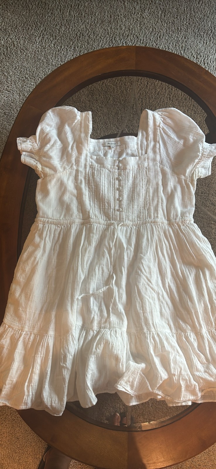 Madewell White Cotton Pintuck Mini Dress Size L