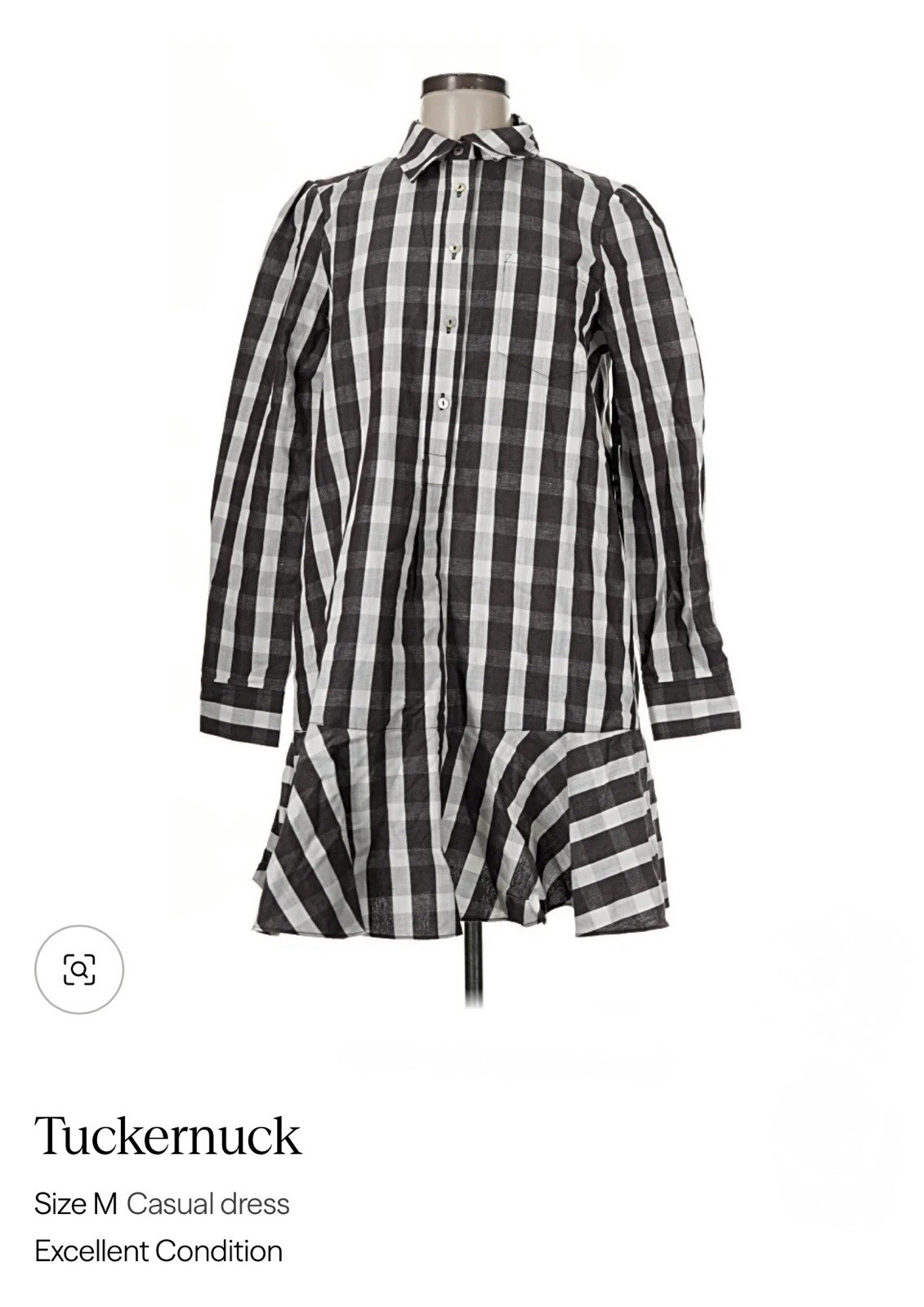 Tuckernuck Check Callahan Shirt Dress Black White Cotton Linen Size Medium