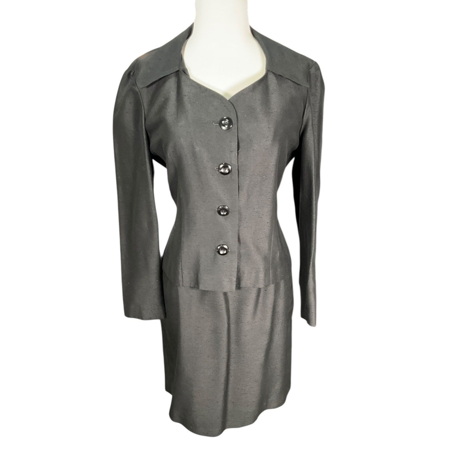 Lois Snyder Dani Max Vintage Elegant 2 Piece Skirt Suit Black Size 8 USA Made