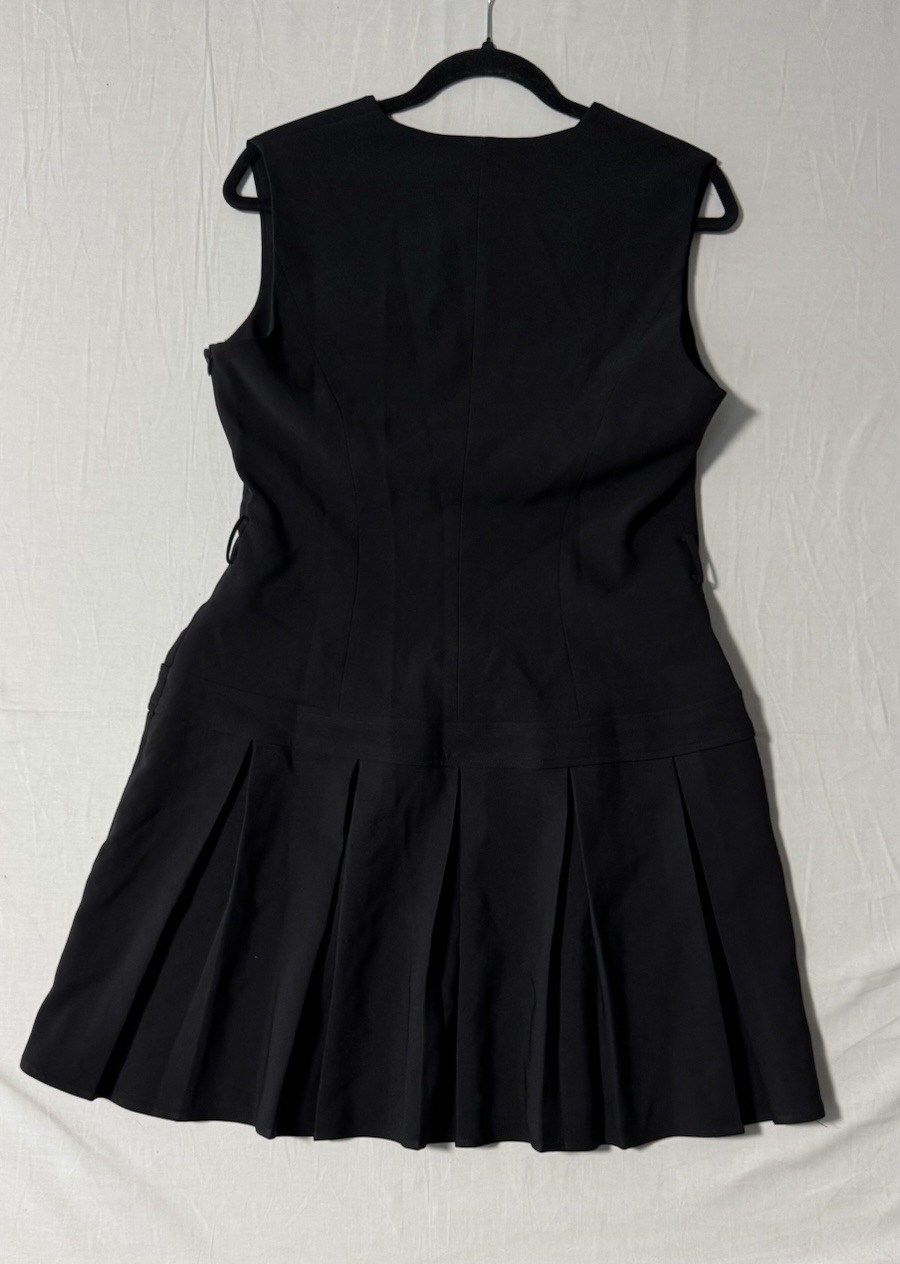 Commense Sleeveless Keyhole-Neck Pleated Black Mini Dress (No Belt inc) Size XL