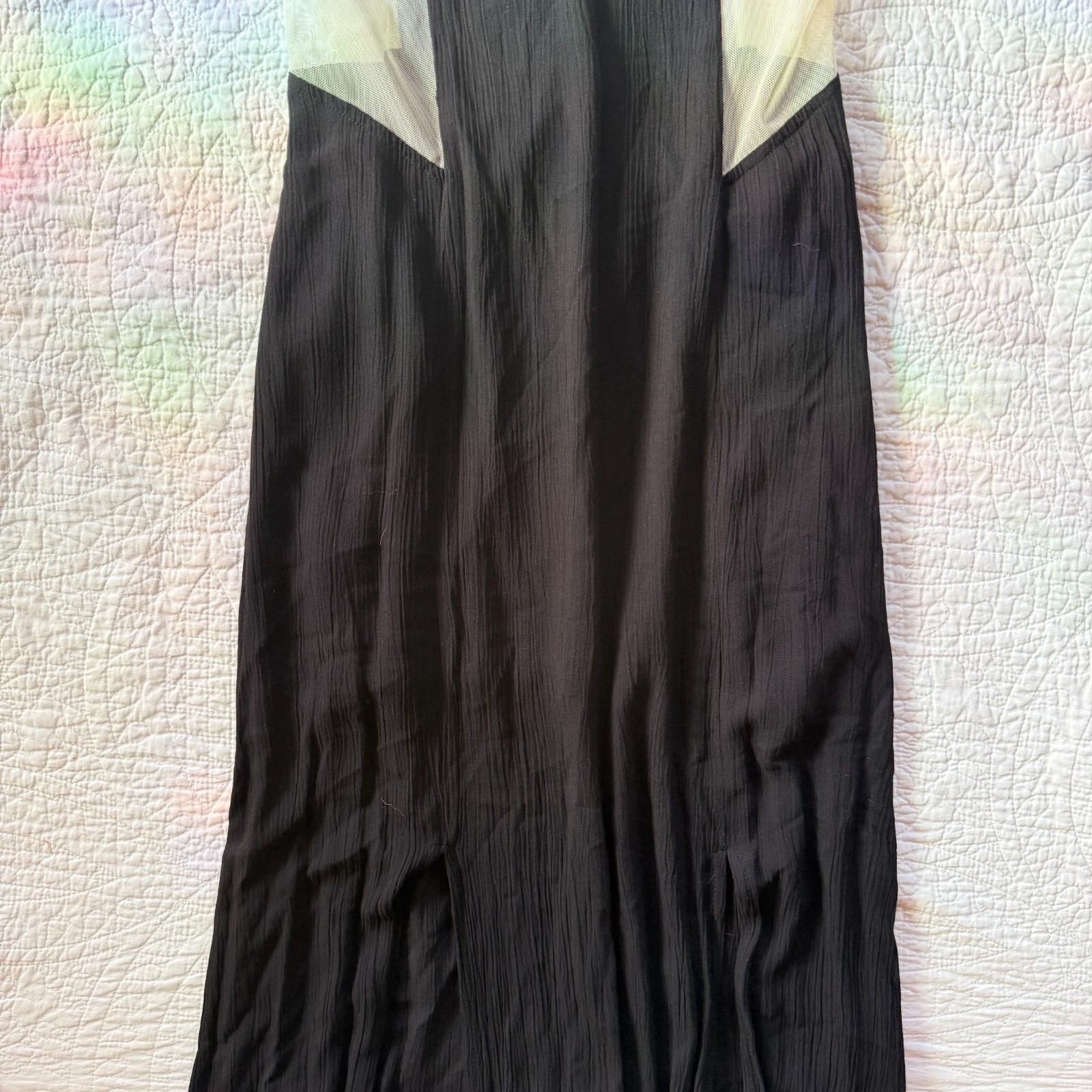 BCBGeneration Long Black Double Front Slit Mesh Size 0 Whimsigoth Gothic Vamp