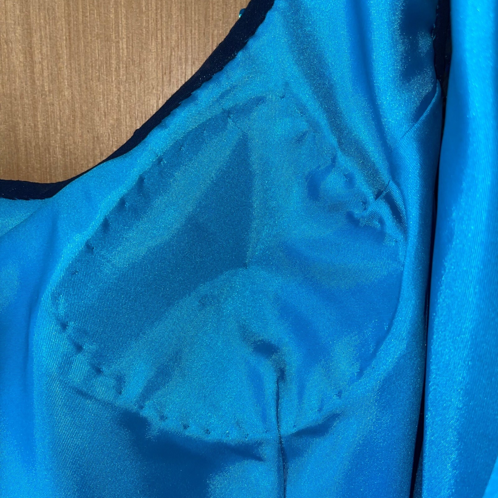 Scala Mini Dress Sequin Vintage Womens Size Large Blue Beaded Lined Pure Silk