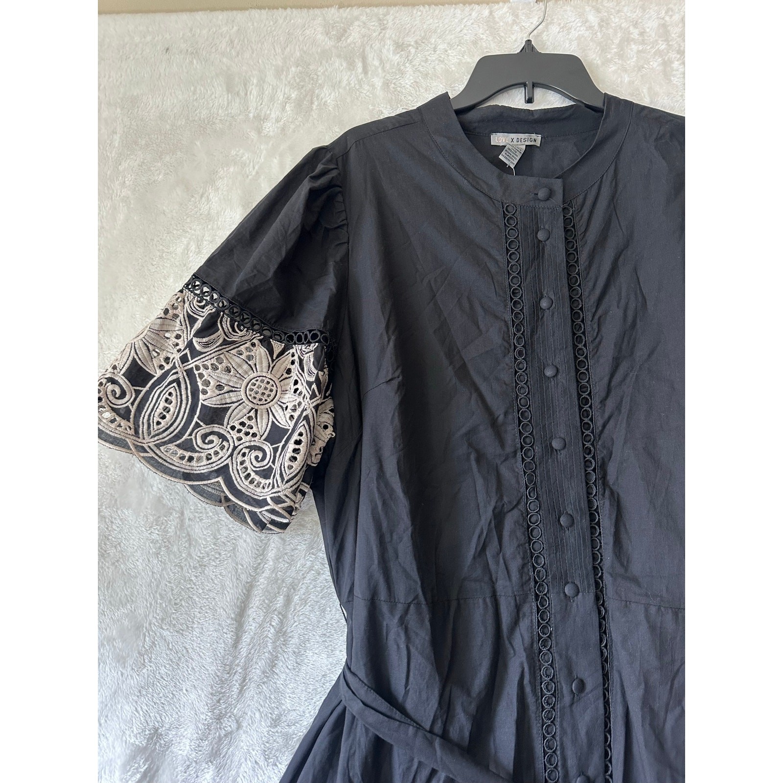 NWT Love X Design Southampton Embroidered Dress 3X Maxi Black