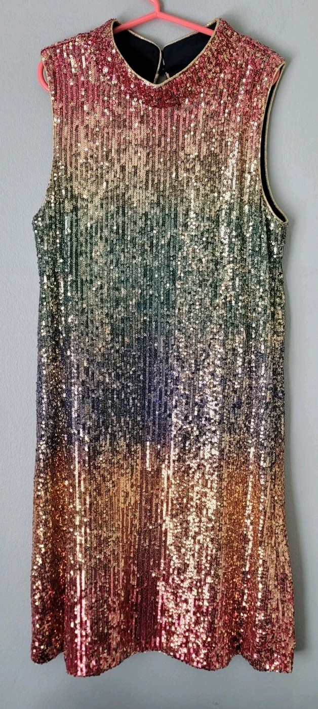 Zunie Gradient Sequin Shift Dress Multicolor Sz 12