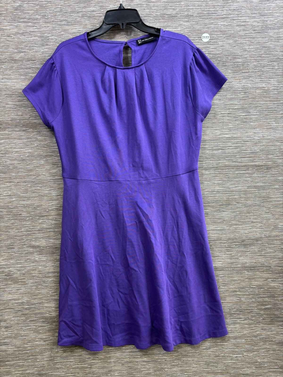 New York & Company Dress Womens XL Purple Fit & Flare Keyhole Knee Length NEW